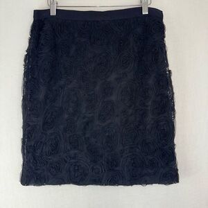 Versona‎ Black Tulle Rosette Mini Skirt Womens 8 Modern Pop Art Witchy Glam